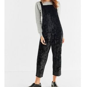 Ou shapeless crushed Velvet overalls
